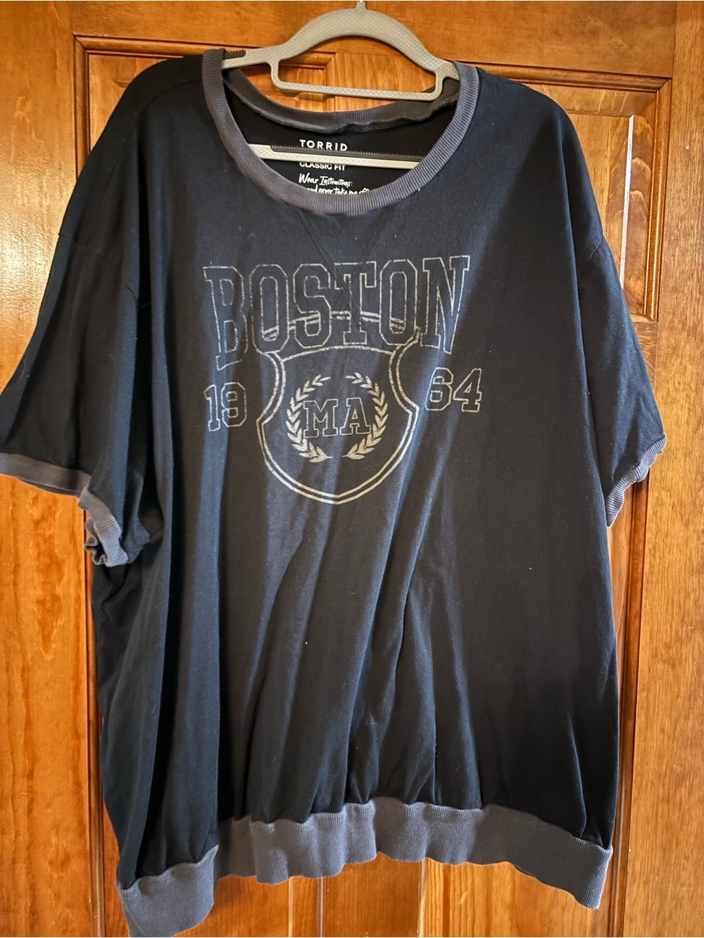 torrid Black Boston Graphic Short-Sleeve Tee with Gray Trim